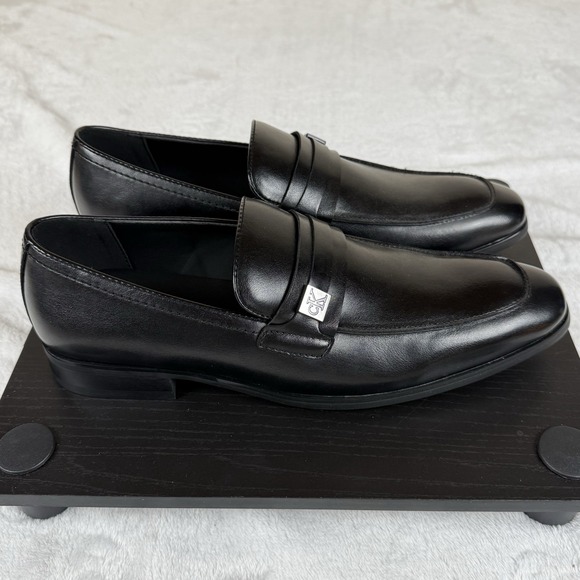 Calvin Klein Jimnon Almond Toe Slip‎ On Leather Loafers Men\'s 9.5 M Black New main image 8